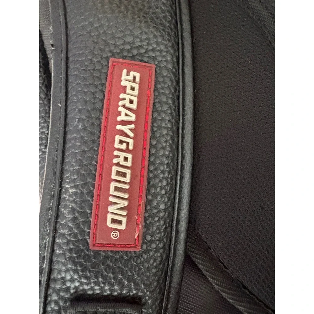 Sprayground Rare Limited Edition Leopard Graphic Backpack Black Vegan Leather
